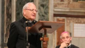 Cardinal Louis Raphael Sako, patriarch of the Chaldean Church, speaks during a prayer vigil in 2014.