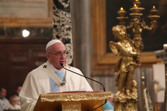 Pope Francis celebrates Mass for the Solemnity of Mary Mother of God in St Peters Basilica Jan 1 2016  Credit AlexeyGotovskiy CNA