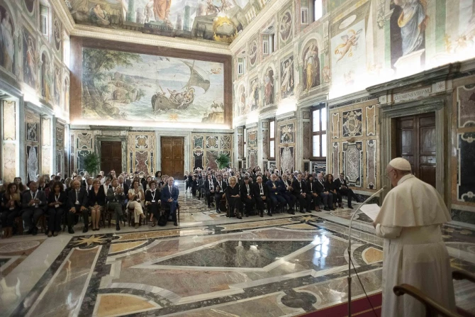 Pope Francis speaks to Italian Association of Medical Oncology Sept 2 2019 Credit Vatican Media