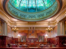 The Supreme Court Chamber in the Pennsylvania State Capitol building. 