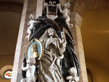 A memento mori at the Teutonic Cemetery in the Vatican.