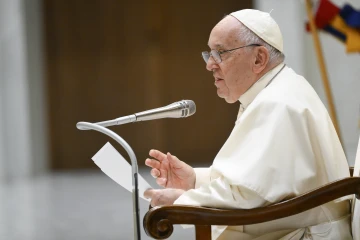 Pope Francis speaks at the general audience on Aug. 23, 2023.