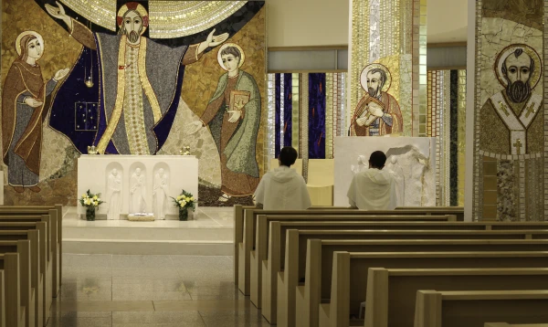 The "Redemptor Hominis" chapel of the National Shrine of St John Paul II in Washington, DC, is decorated with mosaics by Father Marko Rupnik. Credit: Lawrence OP|Flickr|CC BY-NC-ND 2.0