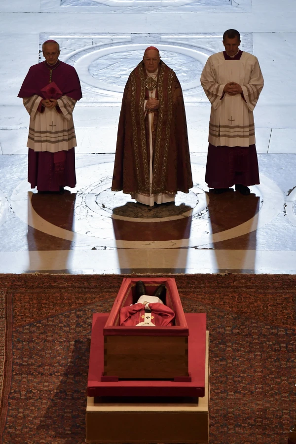 Pope Francis' body lies in state in St. Peter's Basilica, Wednesday, April 23, 2025. Credit: Vatican Media