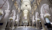 The nave of Notre-Dame de Paris Cathedral on Nov. 29, 2024.