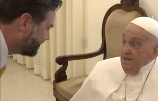 U.S. Vice-President JD Vance meets Pope Francis on Easter Sunday, April 20, 2025, at the Vatican Credit: Vatican Media/Screenshot