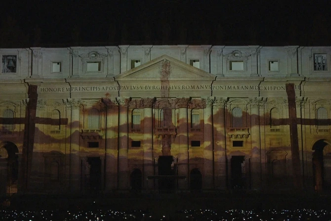st peter's basilica light display